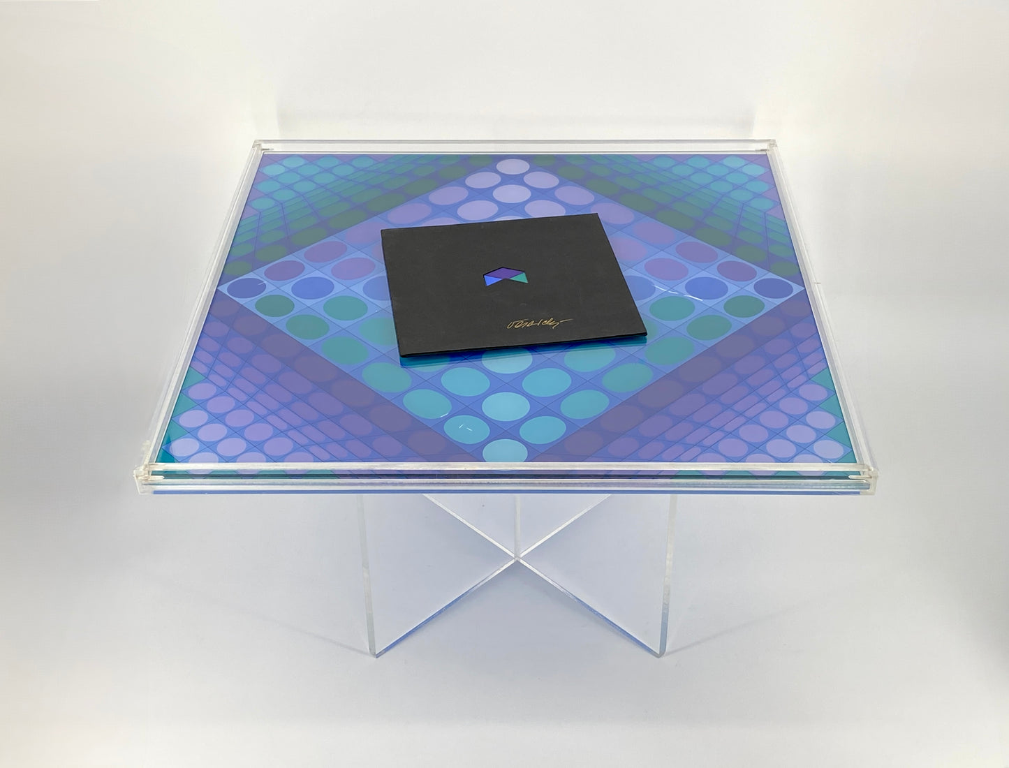 Vasarely Schachbrett mit Zertifikat und Sockel aus Plexiglas, Nr. 476 von 1500