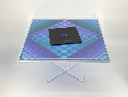 Vasarely Schachbrett mit Zertifikat und Sockel aus Plexiglas, Nr. 476 von 1500
