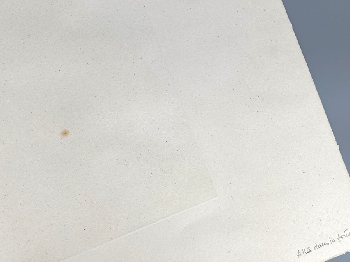 Zarte Aquatinta-Radierung "Allée dans la forét" von France Hilon (alias André Bongibault, geb. 1942/1945), handsigniert
