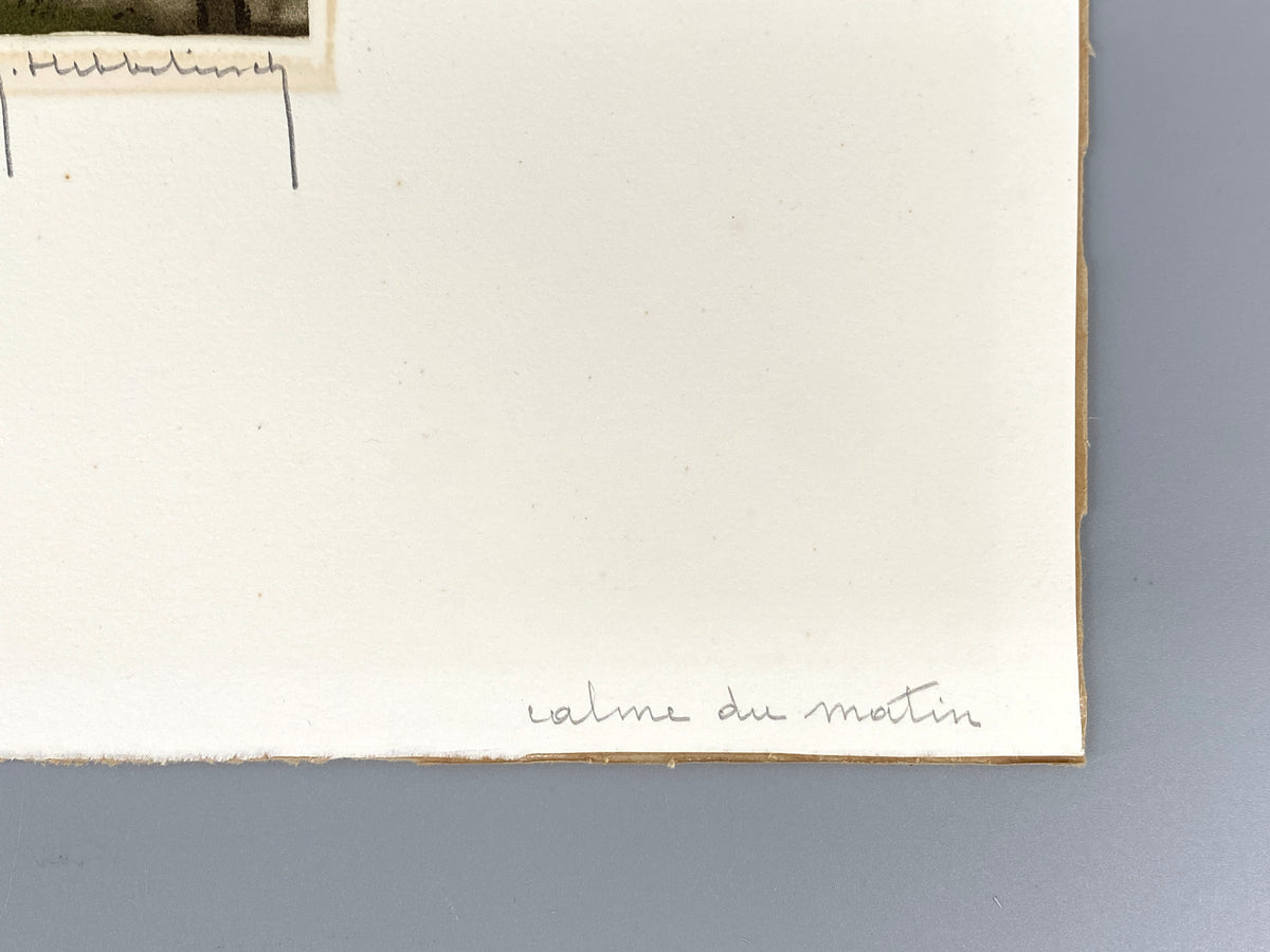 Aquatinta-Farbradierung "Calme du matin" von Robert Hebbelinck (geb. 1912), handsigniert und nummeriert