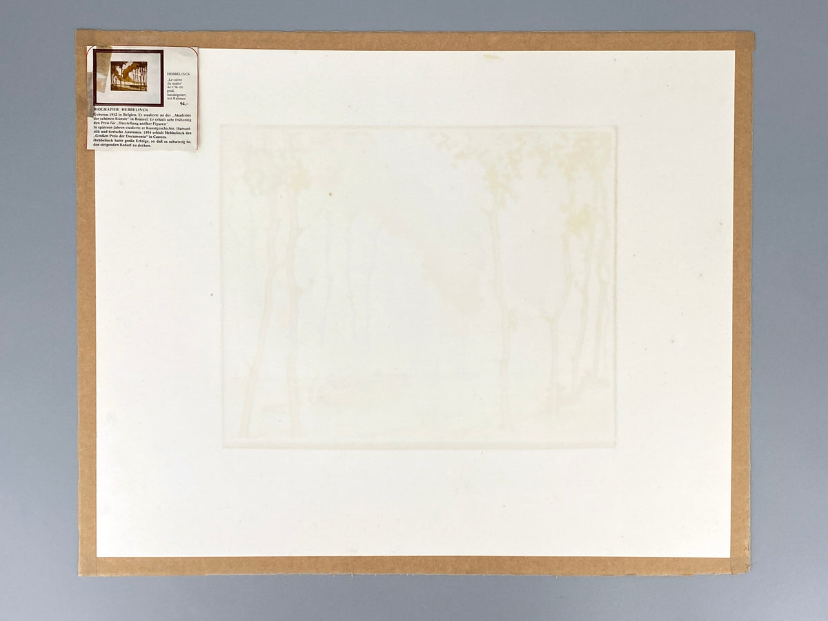 Aquatinta-Farbradierung "Calme du matin" von Robert Hebbelinck (geb. 1912), handsigniert und nummeriert