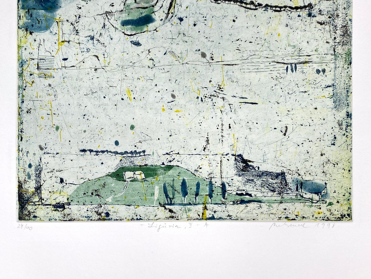 Handsignierte und nummerierte Farbradierung "Ligurien (II. – A)" von Falko Behrendt (geb. 1951), 1998