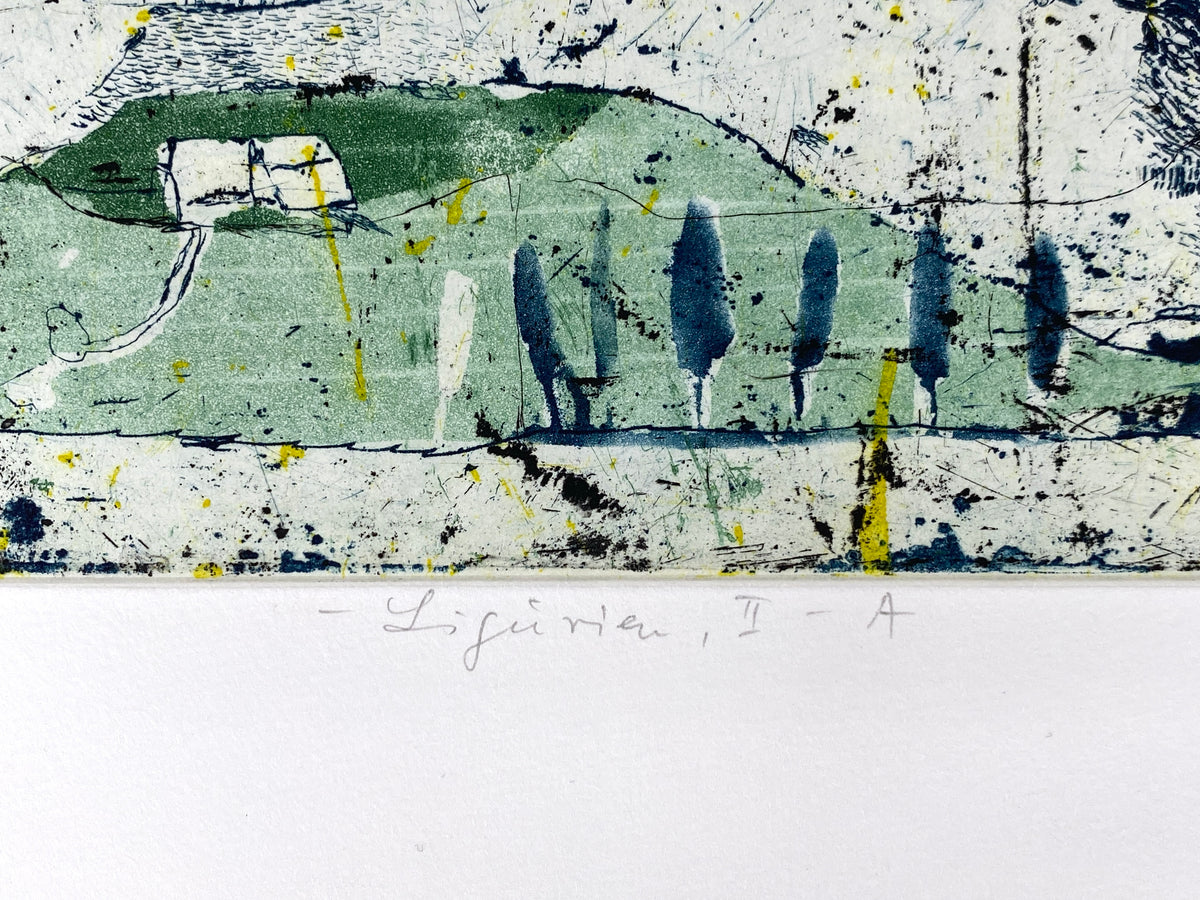 Handsignierte und nummerierte Farbradierung "Ligurien (II. – A)" von Falko Behrendt (geb. 1951), 1998