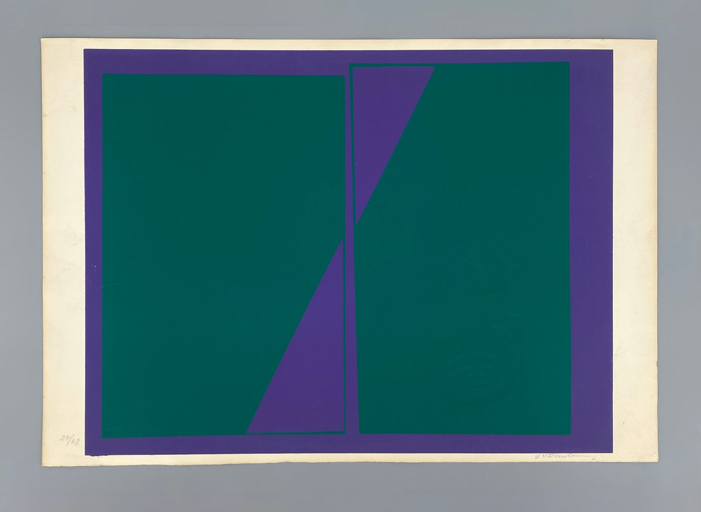 Nummerierter Siebdruck in Dunkelgrün und Violett mit Prägedruck von Karl-Heinz Franke (1916‒2006)