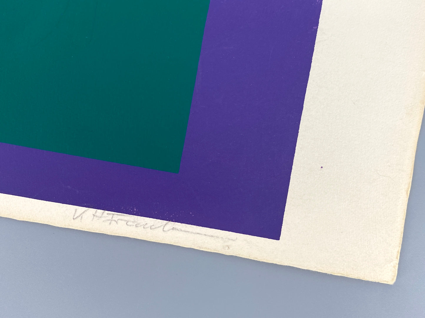 Nummerierter Siebdruck in Dunkelgrün und Violett mit Prägedruck von Karl-Heinz Franke (1916‒2006)