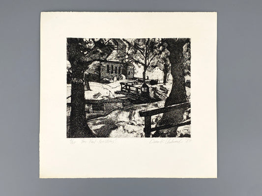 Signierte und nummerierte Aquatintaradierung "Garten" von Deena Underwood mit Widmung, 1987