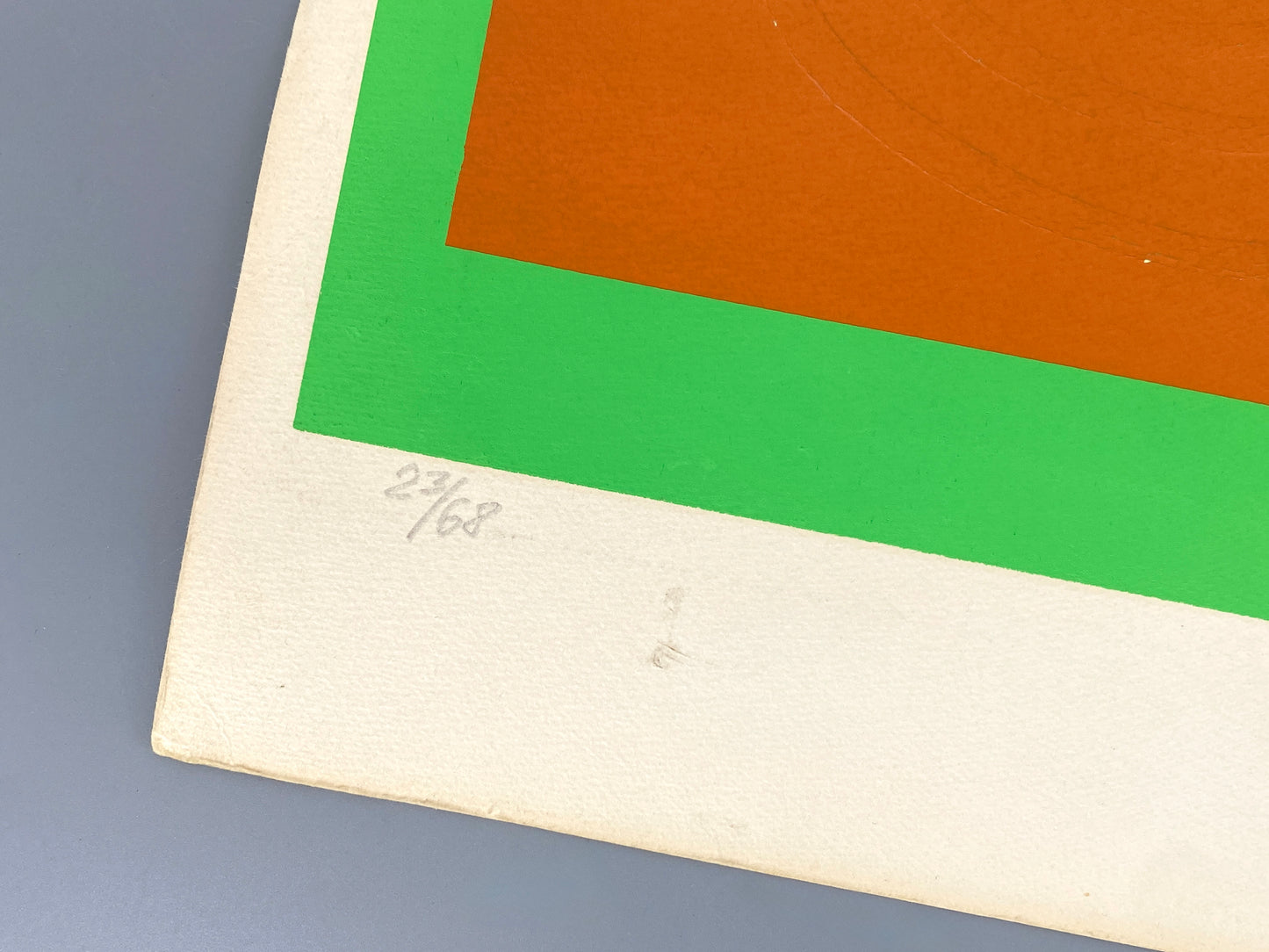 Nummerierter Siebdruck in Orange und Neongrün mit Prägedruck von Karl-Heinz Franke (1916‒2006)