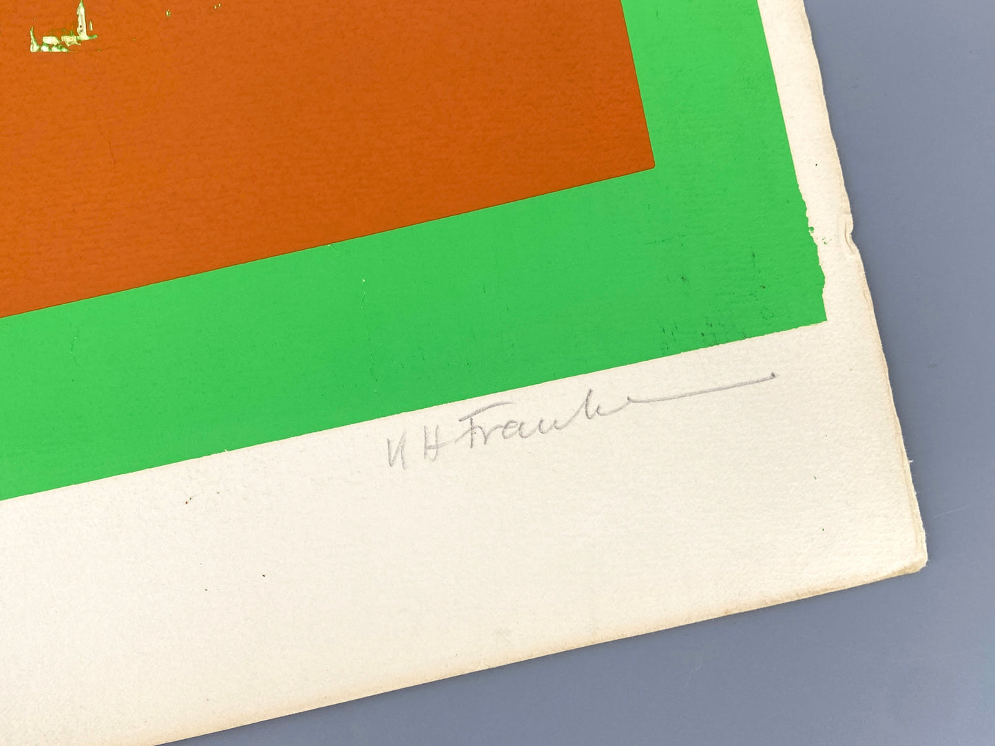Nummerierter Siebdruck in Orange und Neongrün mit Prägedruck von Karl-Heinz Franke (1916‒2006)