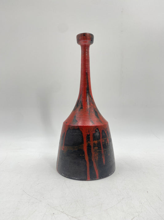 Keramikvase mit rotverlaufender Glasur von Gerhard Liebenthron, 1966