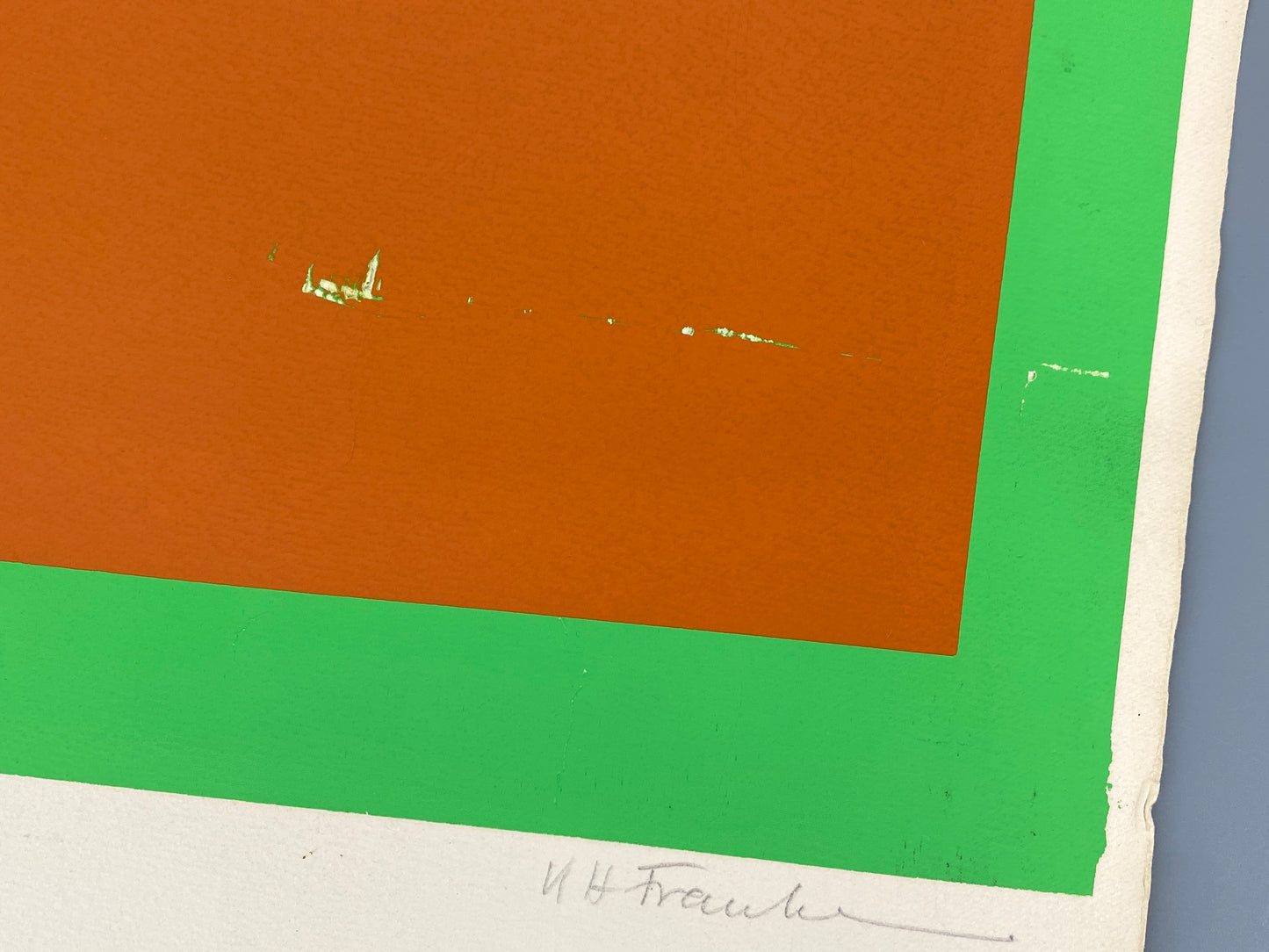 Nummerierter Siebdruck in Orange und Neongrün mit Prägedruck von Karl-Heinz Franke (1916‒2006)