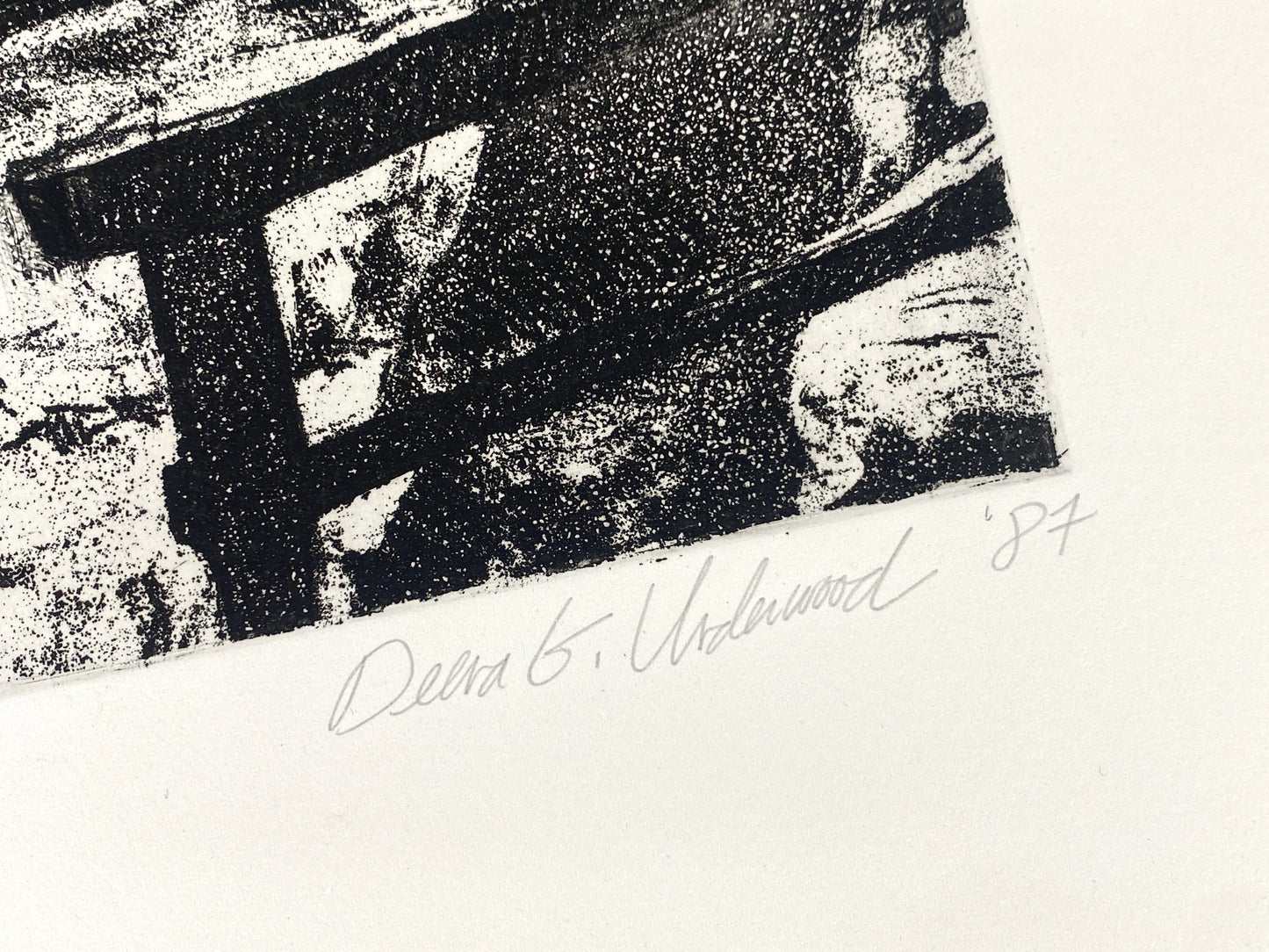 Signierte und nummerierte Aquatintaradierung "Garten" von Deena Underwood mit Widmung, 1987