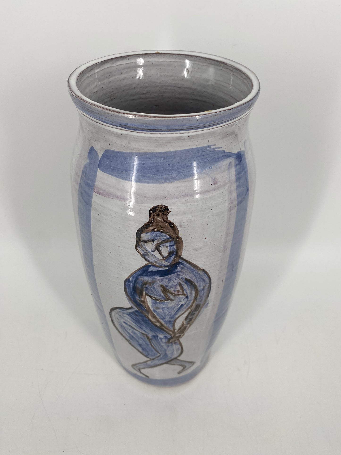 Studiokeramikvase  Mann/ Frau Motiv, Signatur:  Co- Fecit , 1960er Deutschland