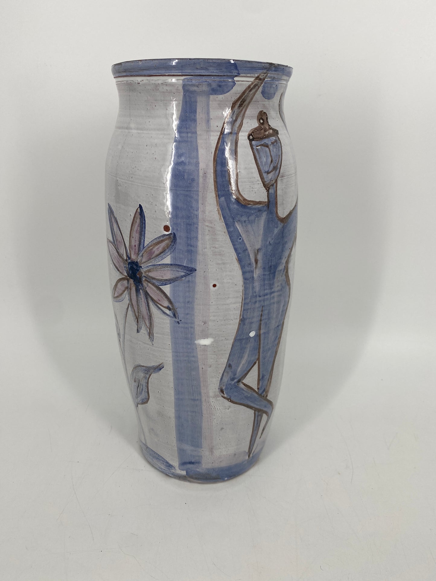Studiokeramikvase  Mann/ Frau Motiv, Signatur:  Co- Fecit , 1960er Deutschland