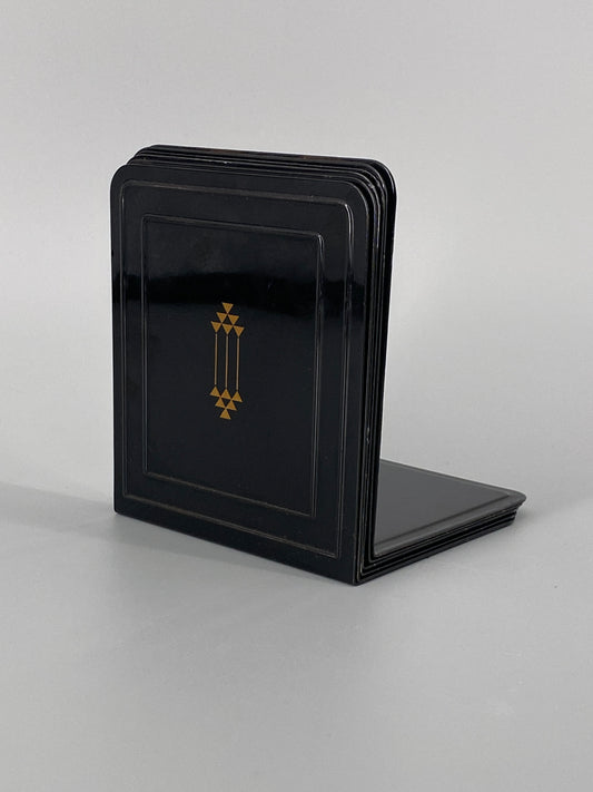 6 Buchstützen von Soennecken aus schwarz lackiertem Metall, Art Deco