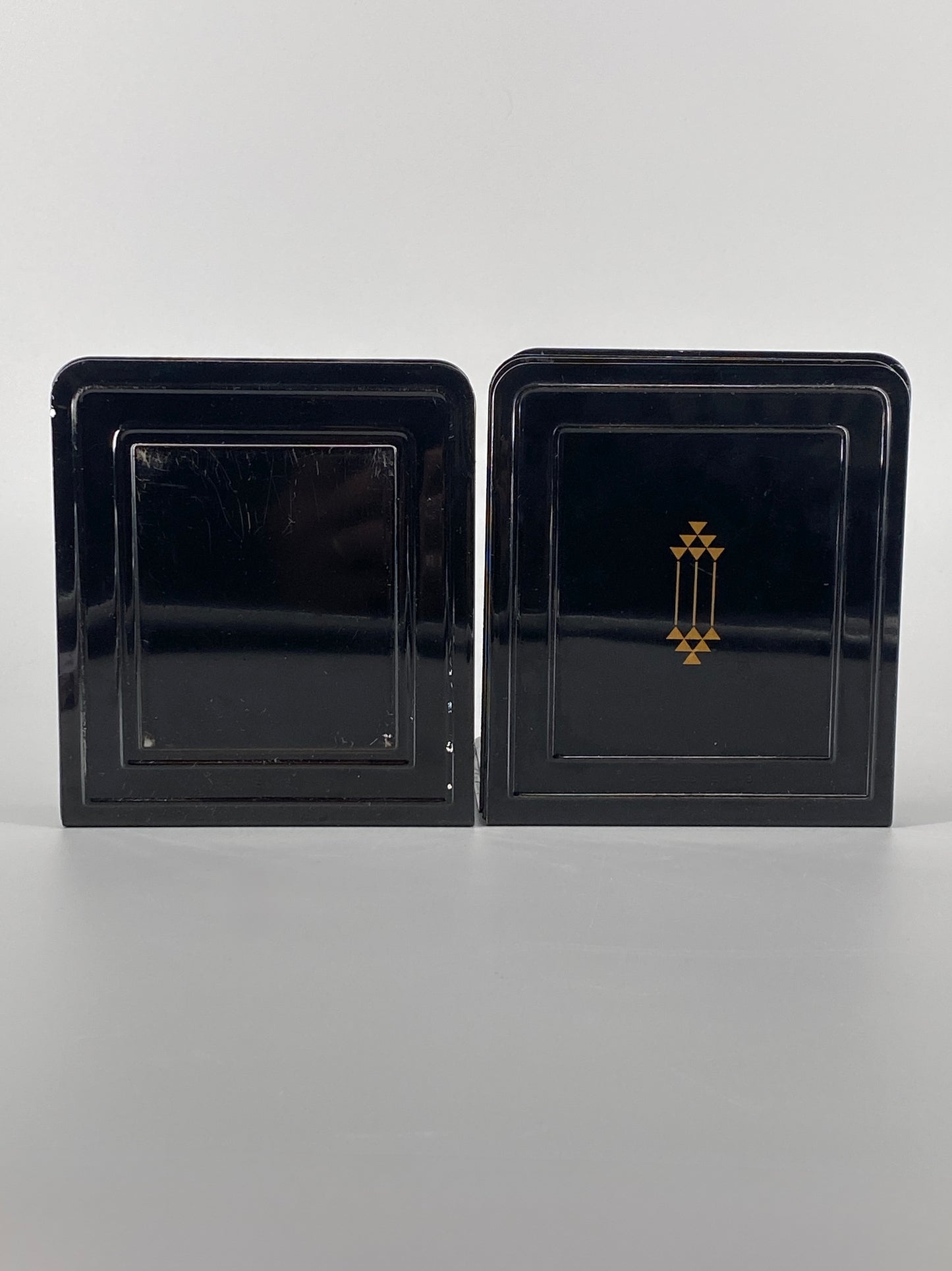 6 Buchstützen von Soennecken aus schwarz lackiertem Metall, Art Deco