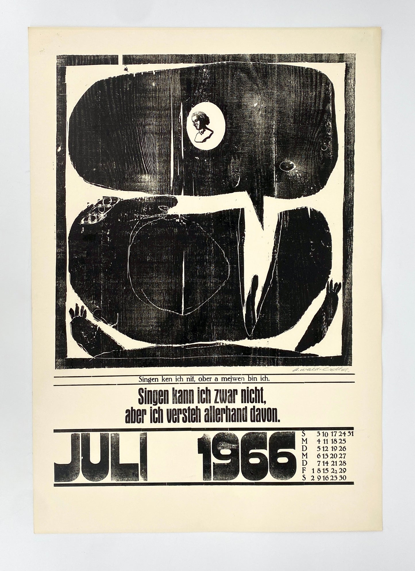 Signierte Holzschnittblätter des Bilderkalenders 1966 von Werkstatt Rixdorfer Drucke, Berlin