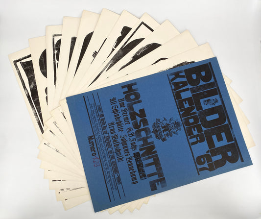 Signierte Holzschnittblätter des Bilderkalenders 1967 von Werkstatt Rixdorfer Drucke, Berlin