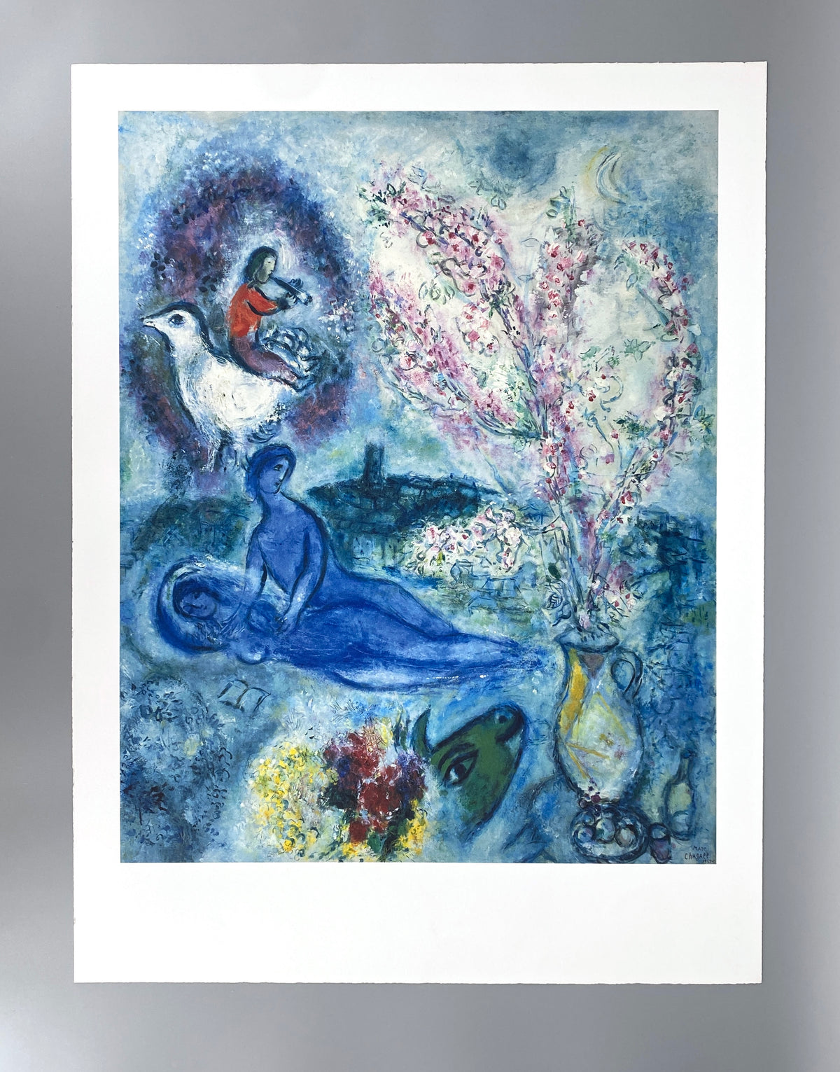 Hochwertiges, zertifiziertes Plakat mit dem Gemälde "Die Mandelbäume" von Marc Chagall, 1987