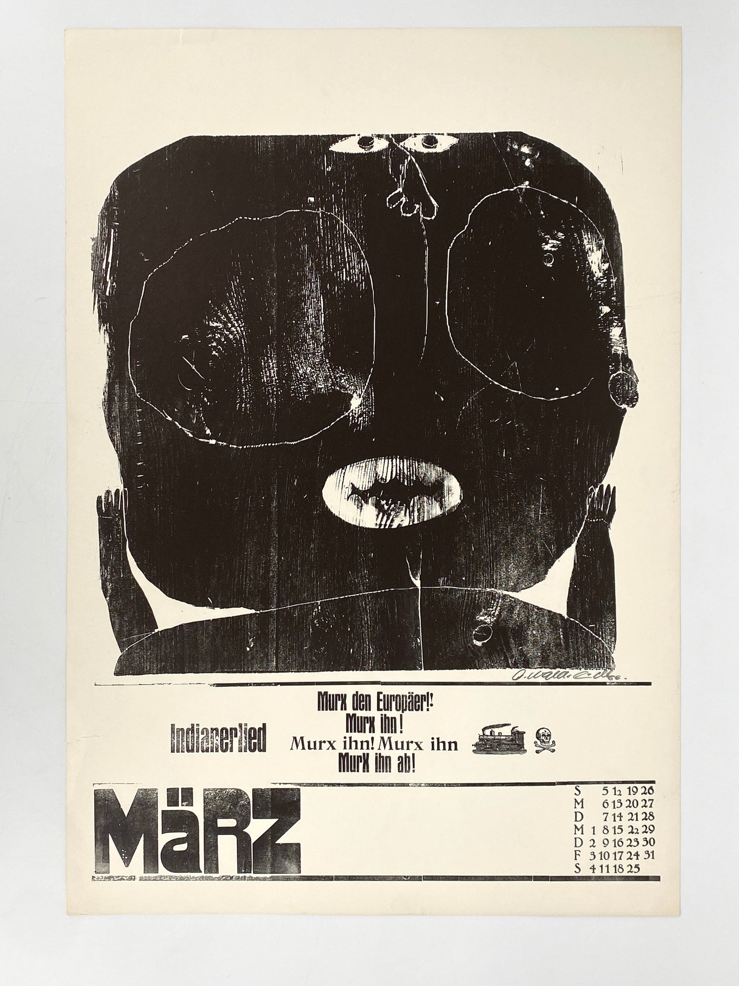 Signierte Holzschnittblätter des Bilderkalenders 1967 von Werkstatt Rixdorfer Drucke, Berlin