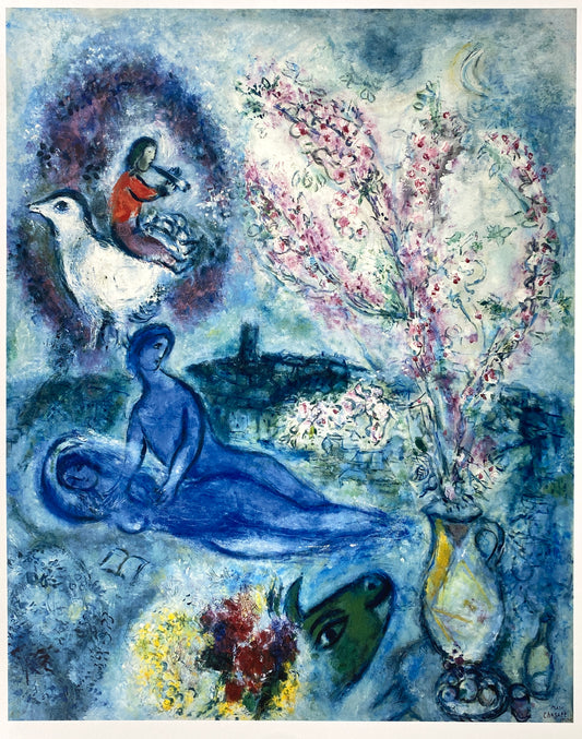 Hochwertiges, zertifiziertes Plakat mit dem Gemälde "Die Mandelbäume" von Marc Chagall, 1987