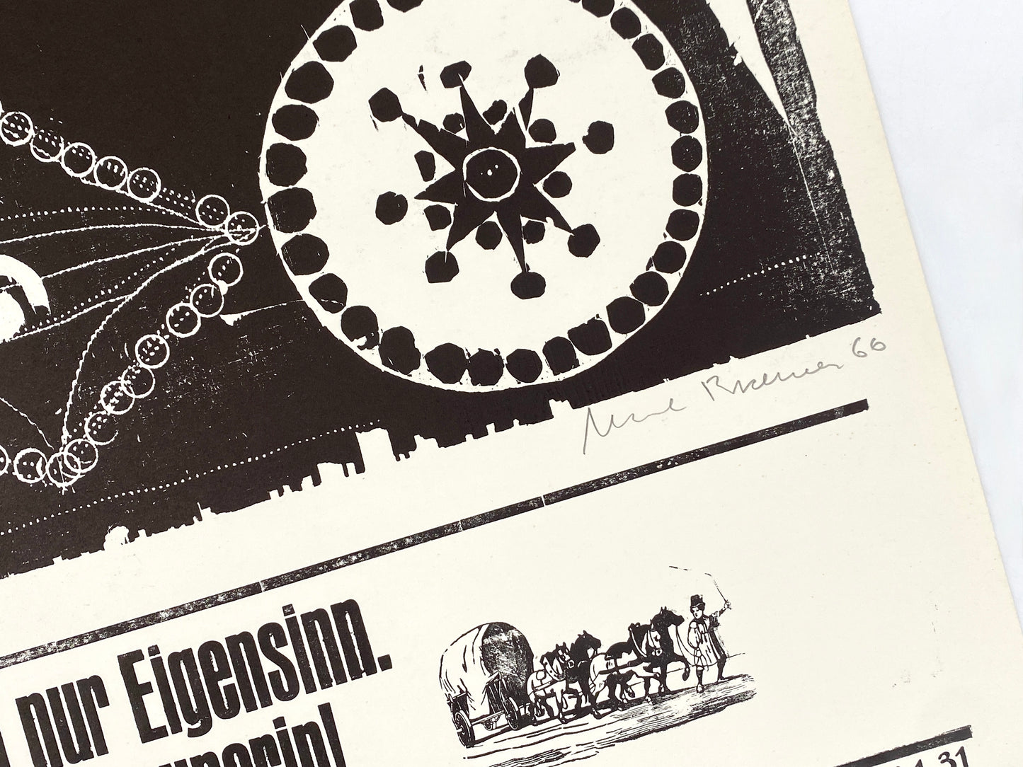 Signierte Holzschnittblätter des Bilderkalenders 1967 von Werkstatt Rixdorfer Drucke, Berlin