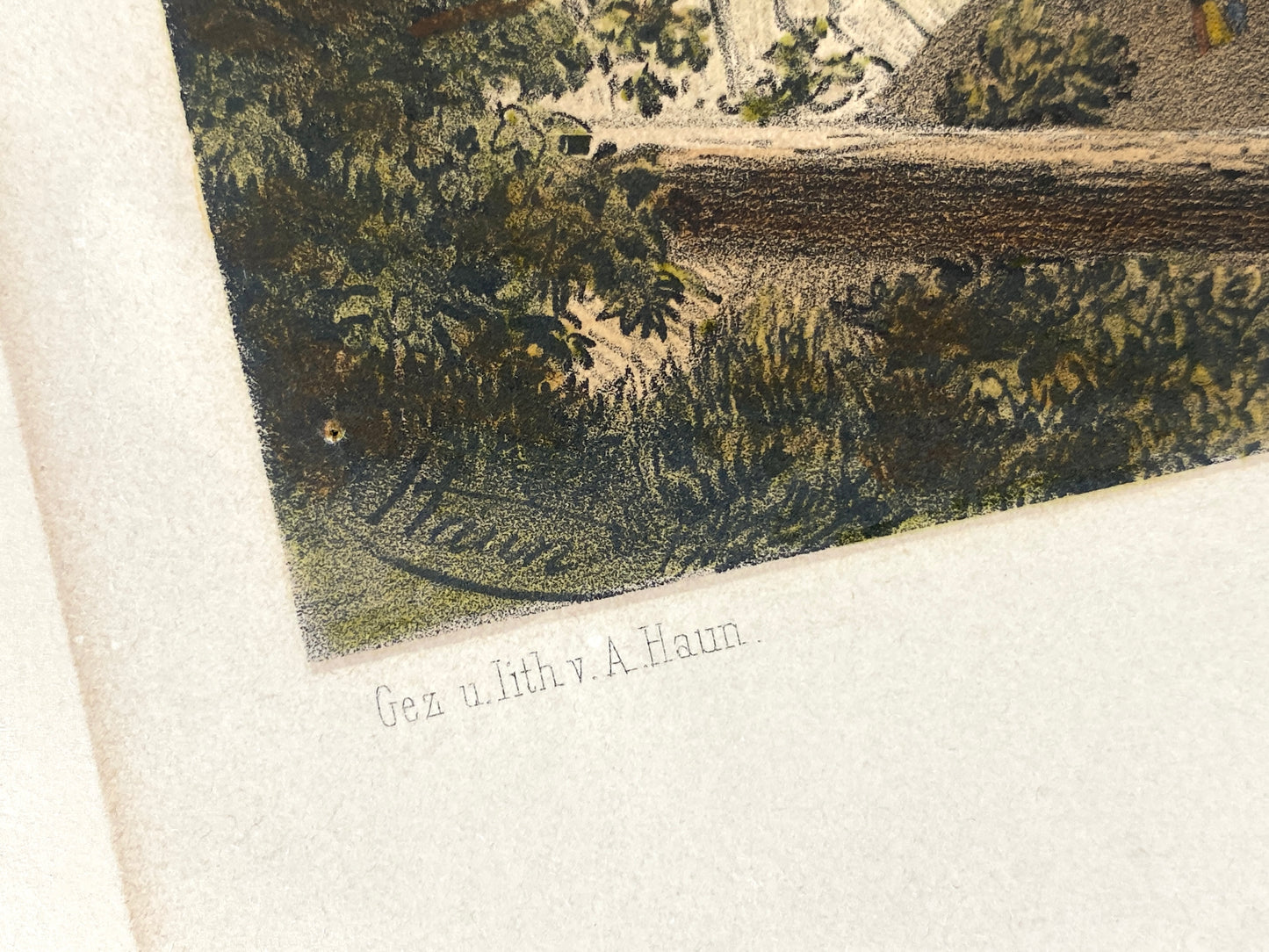 Antike, handkolorierte Lithografie "Prag, Hradschin" von August Carl Haun (1815–1894), 1850