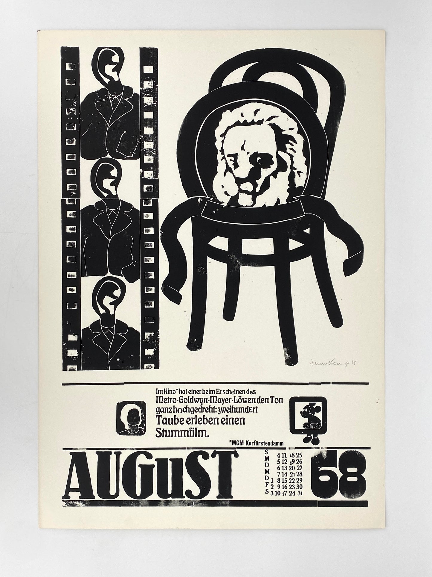 Signierte Holzschnittblätter des Bilderkalenders 1968 von Werkstatt Rixdorfer Drucke, im Stil der Pop Art