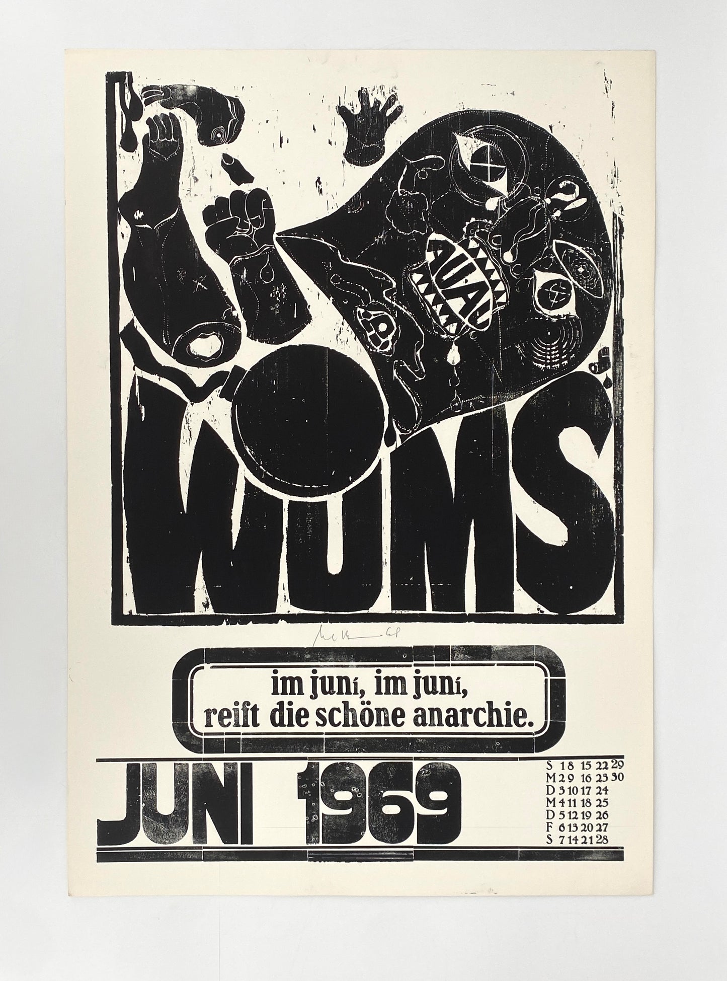 Signierte Holzschnittblätter des Bilderkalenders 1969 von Werkstatt Rixdorfer Drucke, Berlin