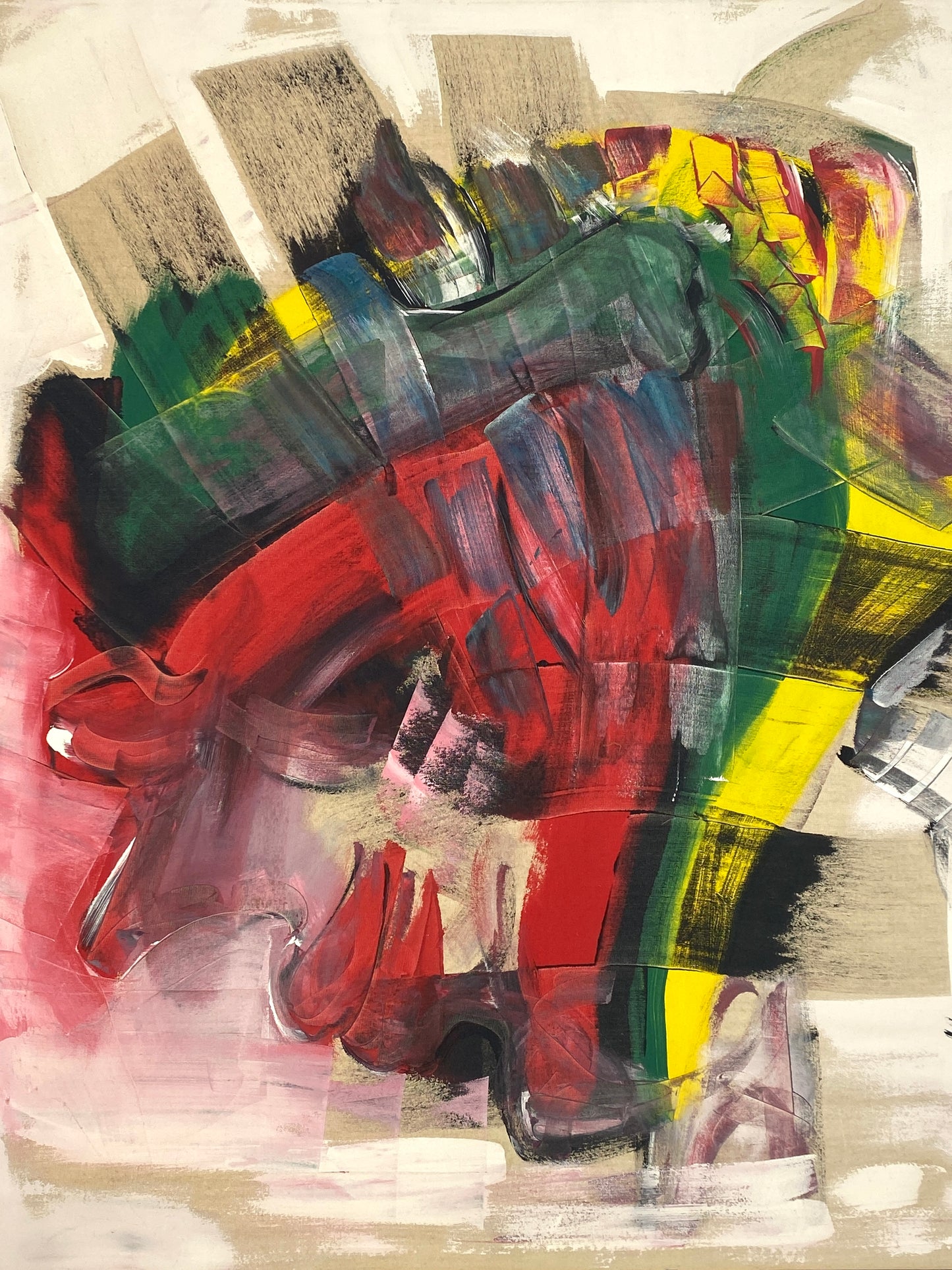 Expressives Acrylgemälde auf Leinwand aus dem Jahr 1991, signiert