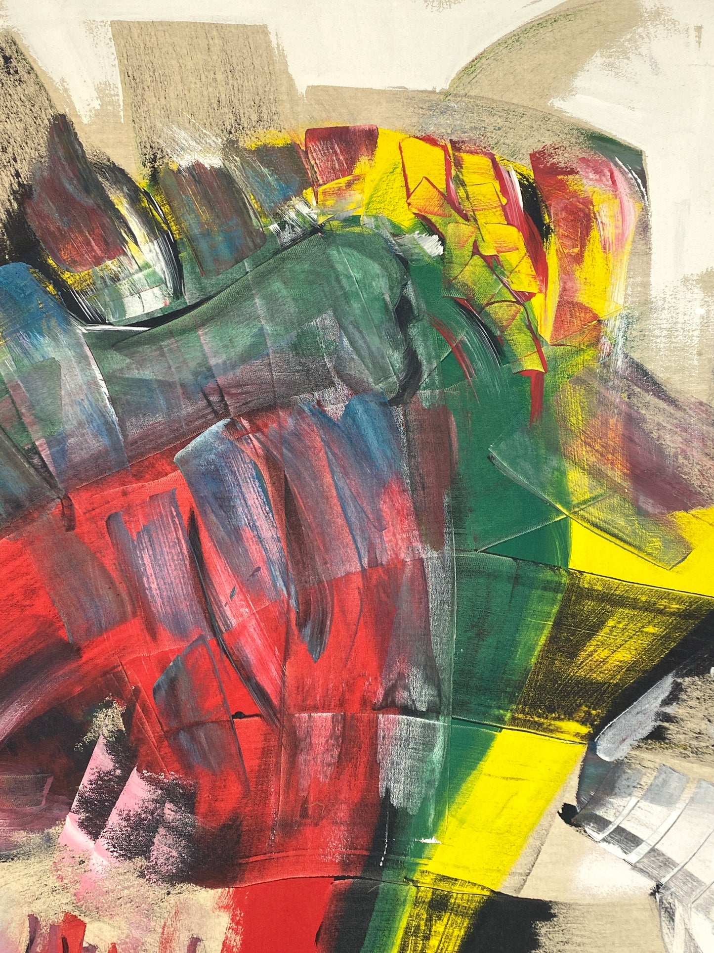 Expressives Acrylgemälde auf Leinwand aus dem Jahr 1991, signiert