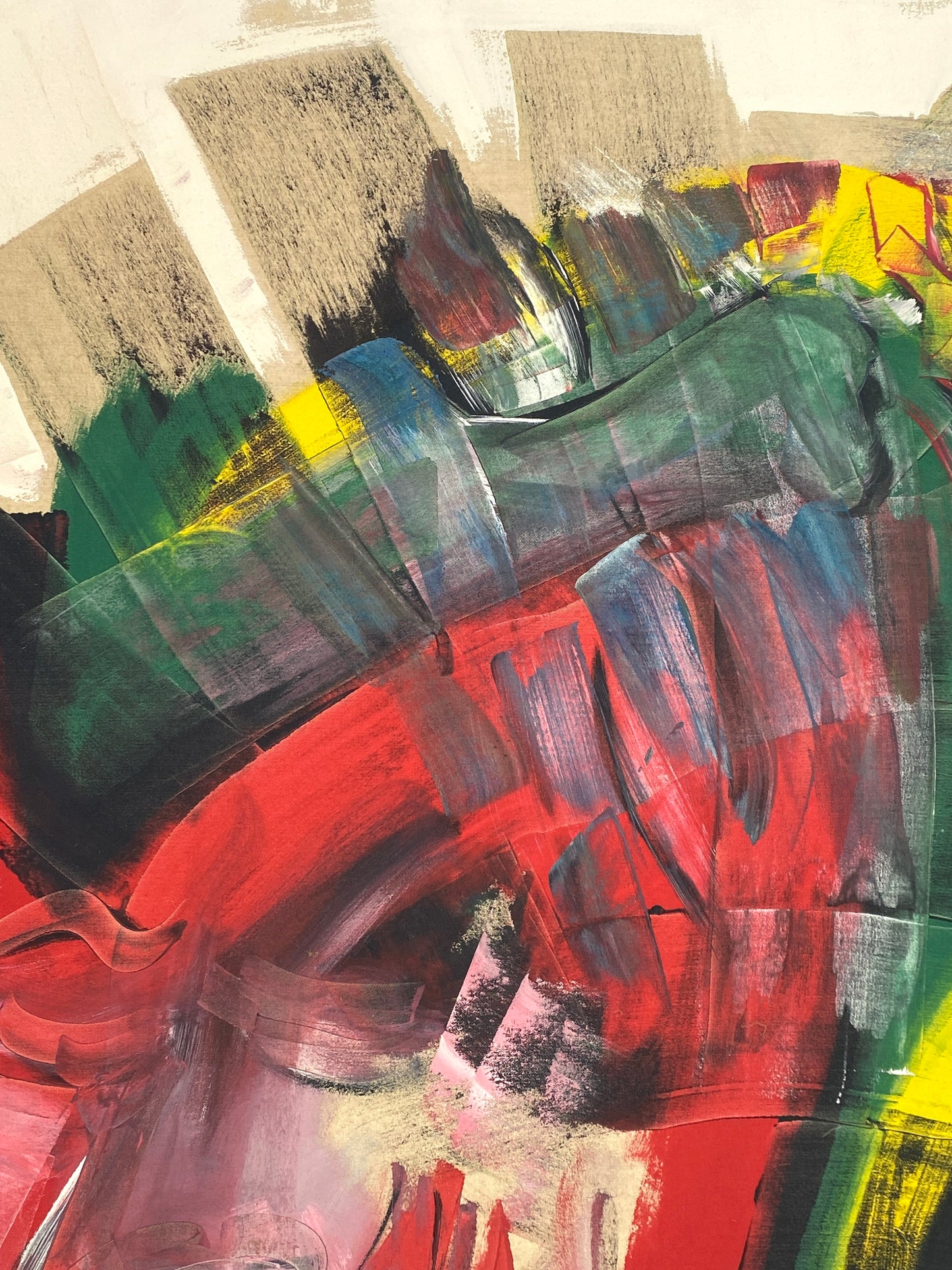 Expressives Acrylgemälde auf Leinwand aus dem Jahr 1991, signiert
