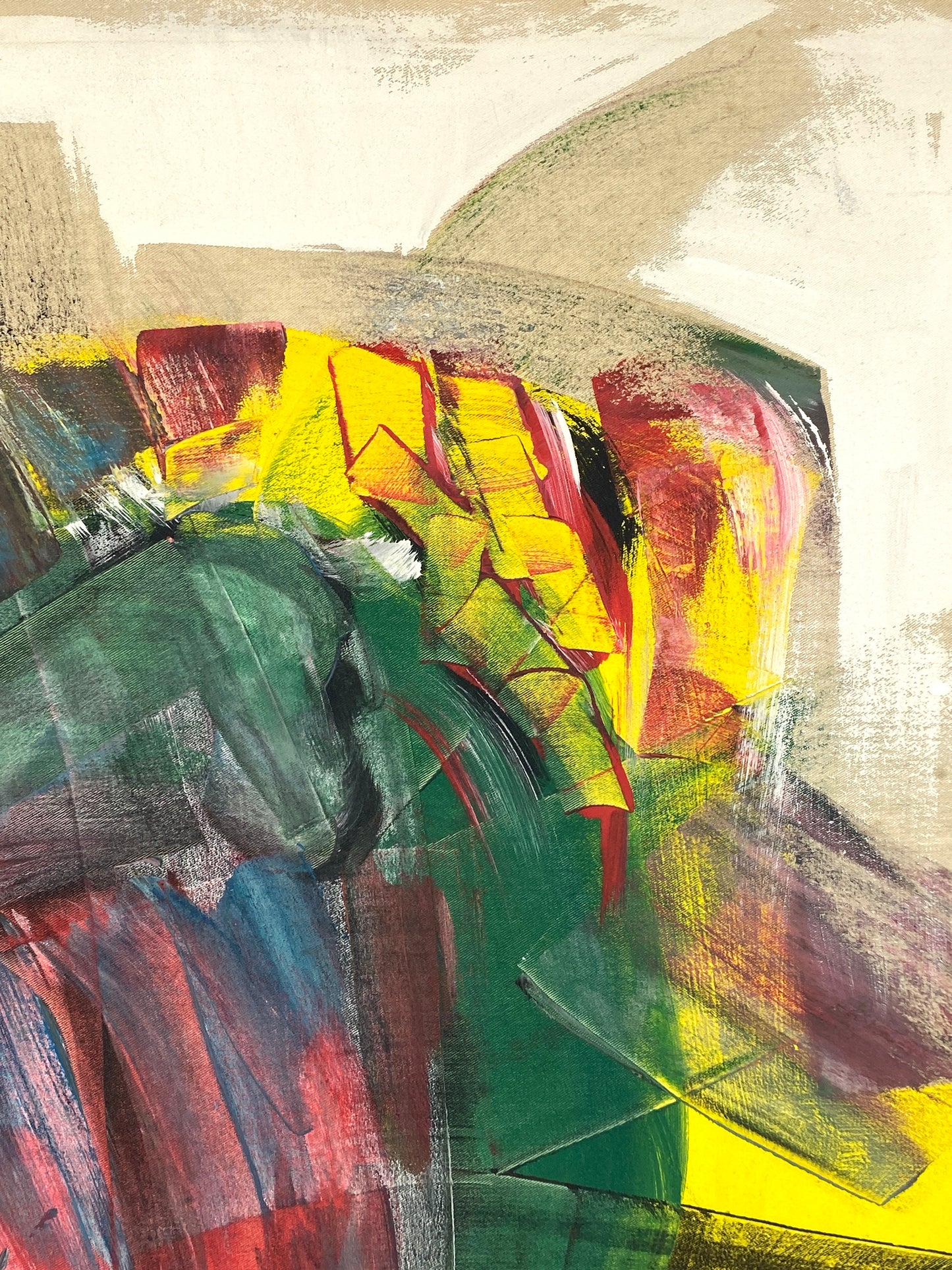 Expressives Acrylgemälde auf Leinwand aus dem Jahr 1991, signiert