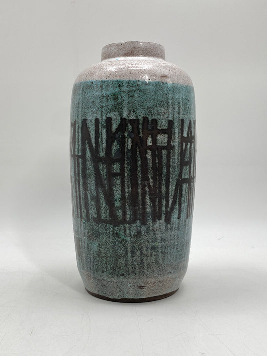 Keramikvase mit Linienmuster von Karl Jüttner Künstler der Saalfeld-Gruppe