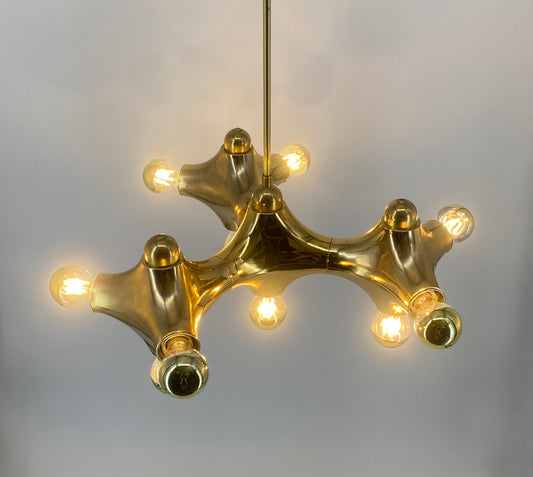 Space Age "Gemini" Deckenlampe in gold von Cosack Leuchten, Deutschland 1960er