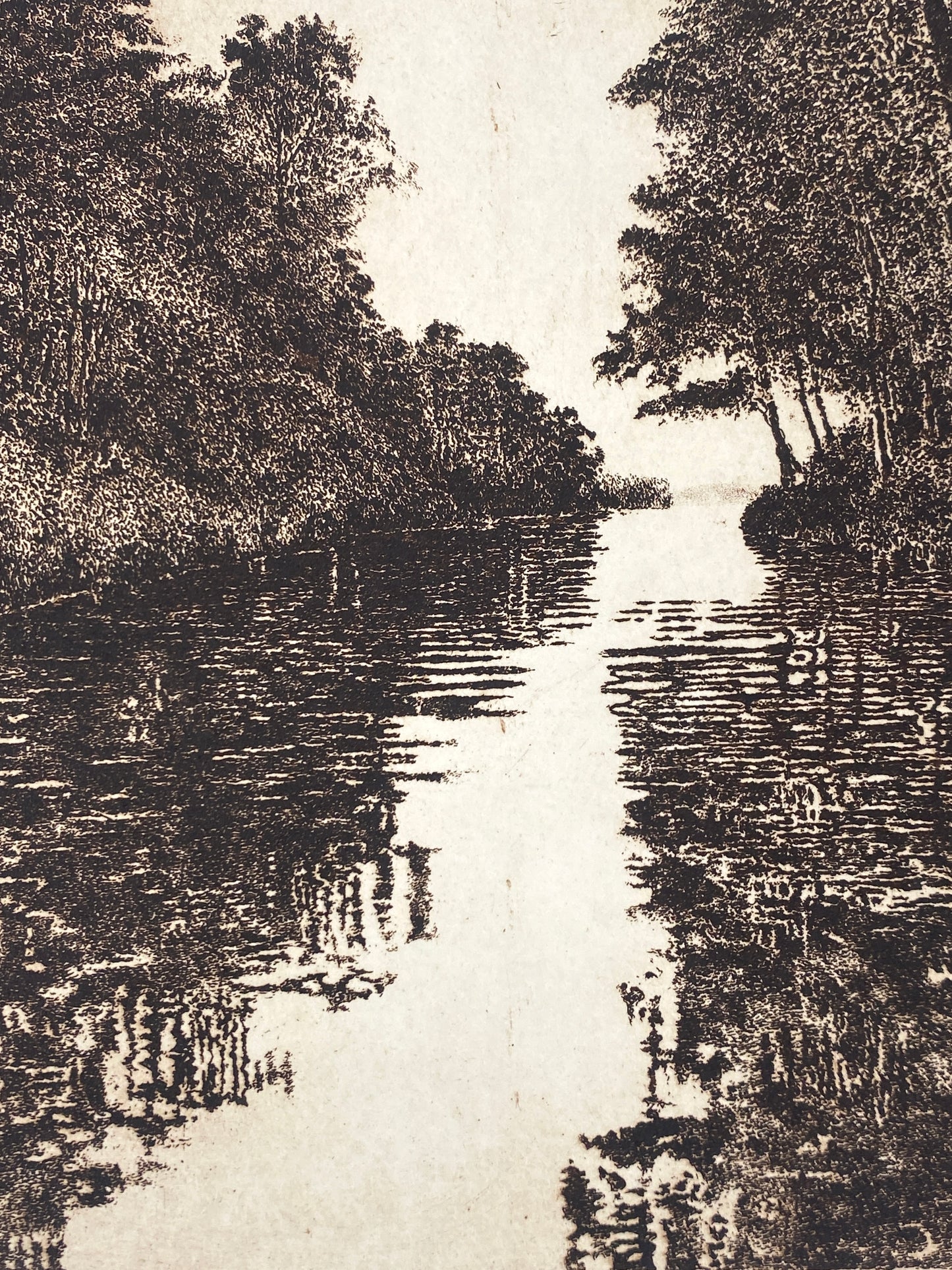 Signierte und nummerierte Radierung "Wasserspiegel" mit Plattenton von Walter Herzog