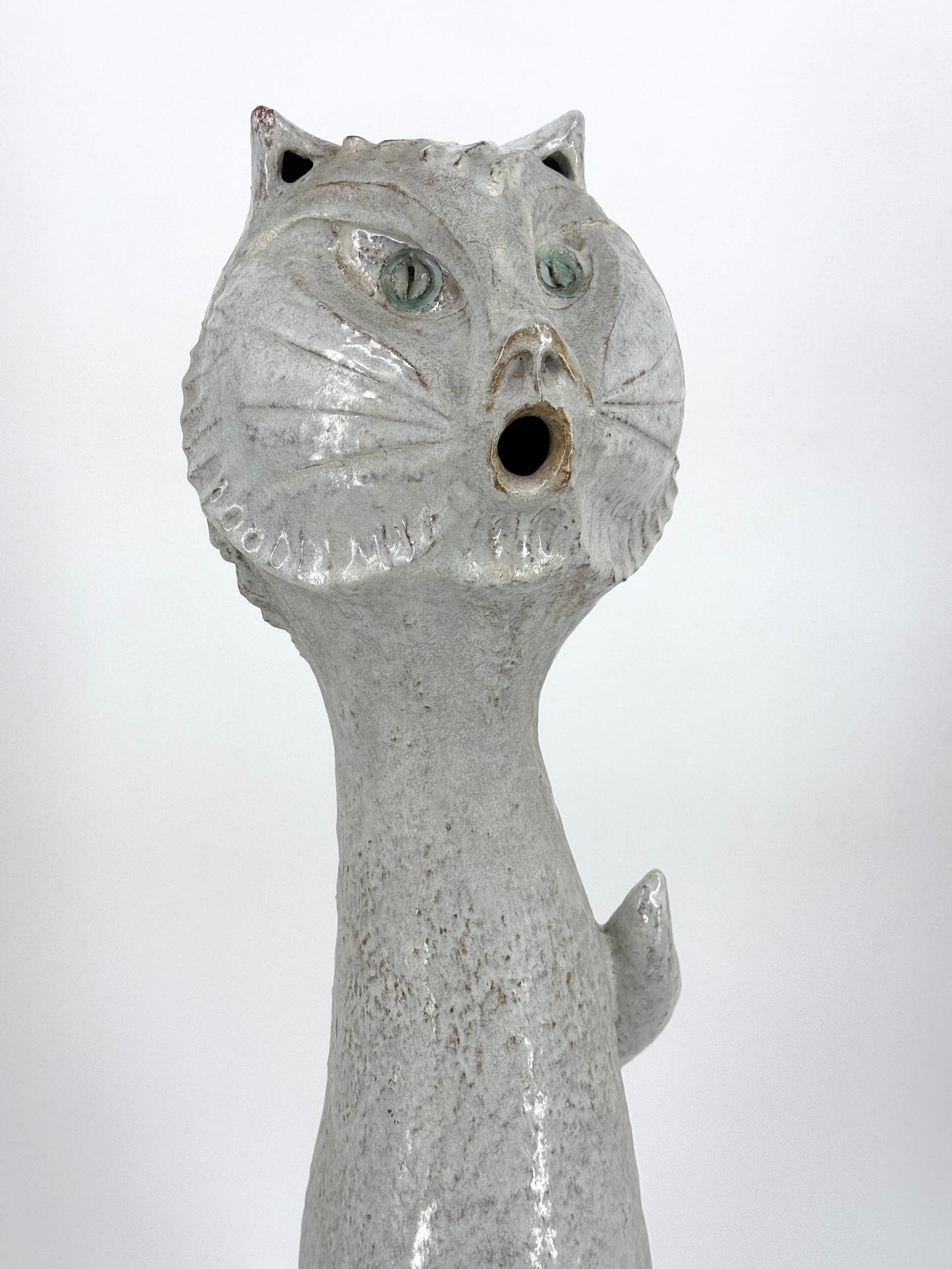 Handgearbeitete Keramik-Figur "Katze" von Gerhard Liebenthron, 1968
