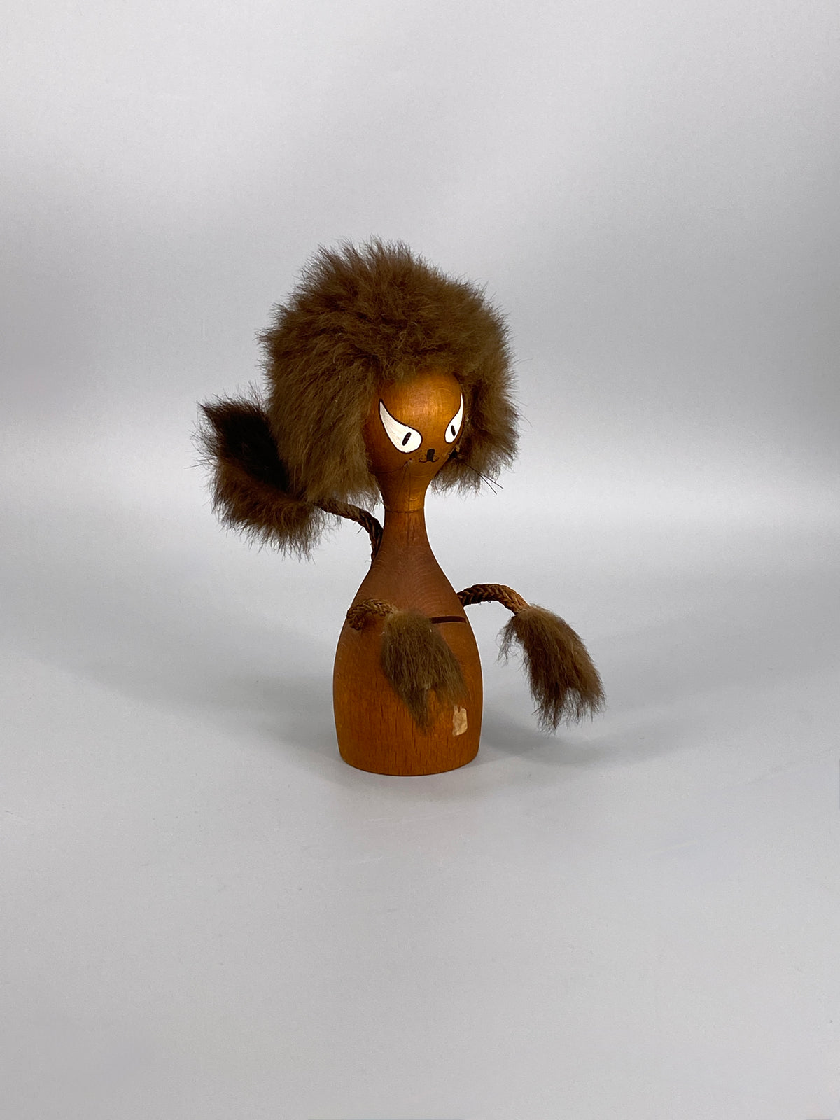 Mid Century Figur aus Teakholz / Spardose, 50er