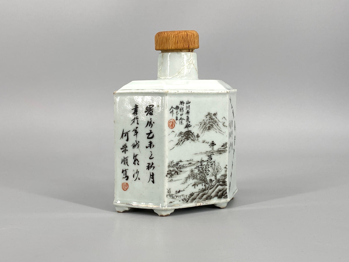 antike handbemalte Teedose, China, 18/19. Jahrhundert