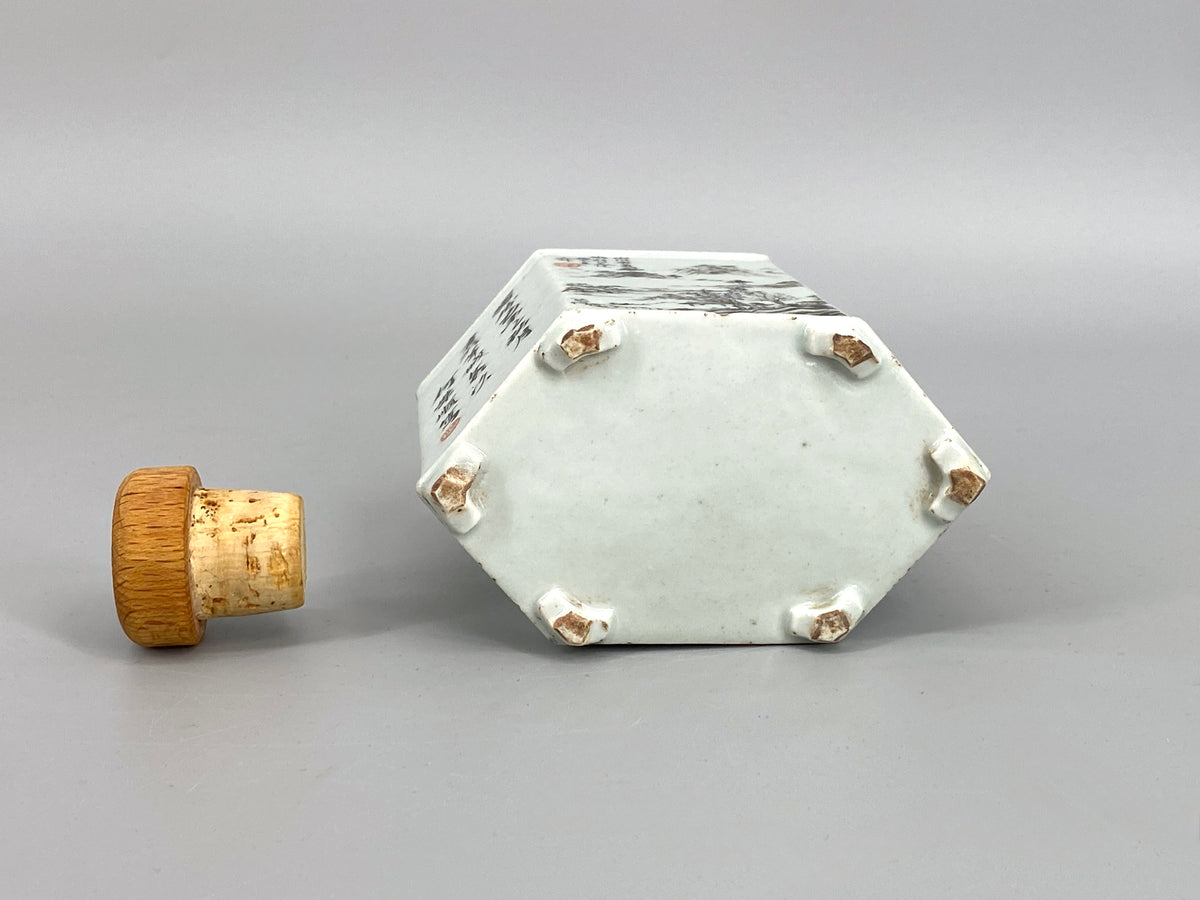 antike handbemalte Teedose, China, 18/19. Jahrhundert