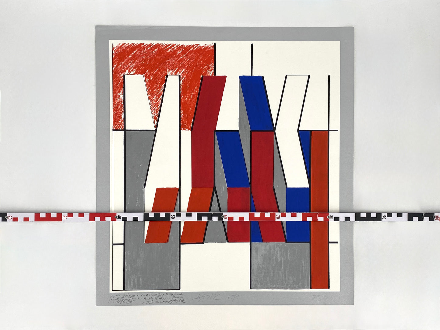 Handsignierter und nummerierter Farbsiebdruck "85/1" mit Widmung von Otto Herbert Hajek (1927–2005), 1985