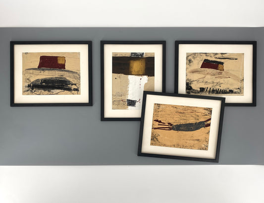 Reihe aus 4 Gemälden mit abstrakten, metaphysischen Motiven von Dieter Krüll (geb. 1949), 1972