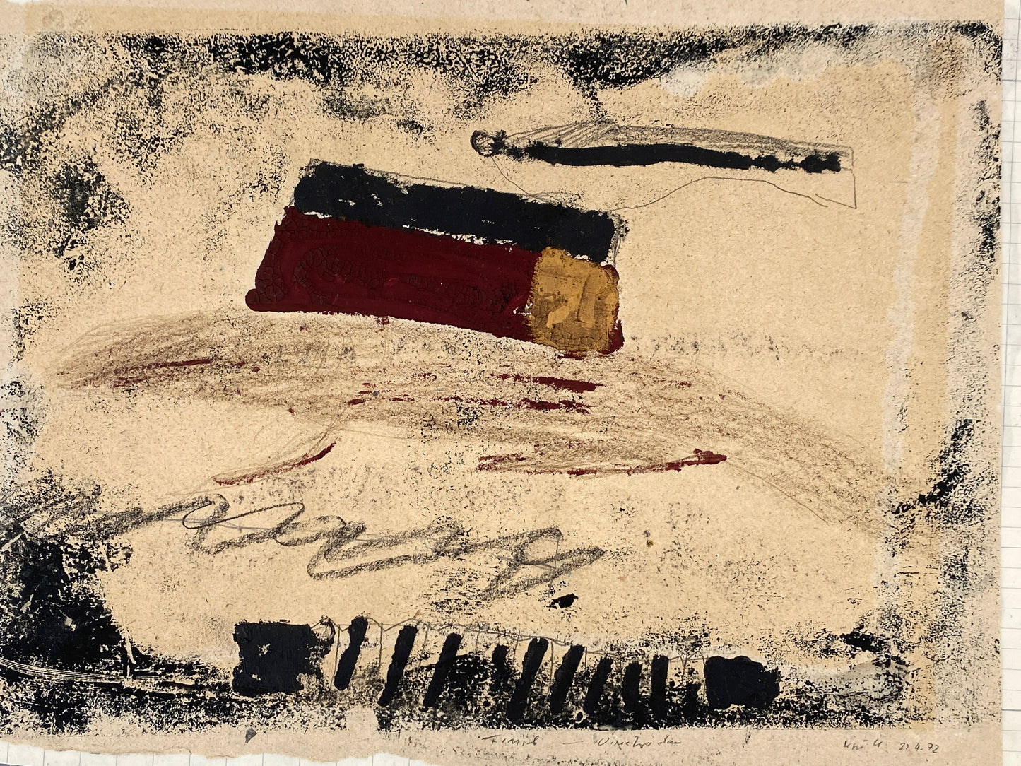 Reihe aus 4 Gemälden mit abstrakten, metaphysischen Motiven von Dieter Krüll (geb. 1949), 1972