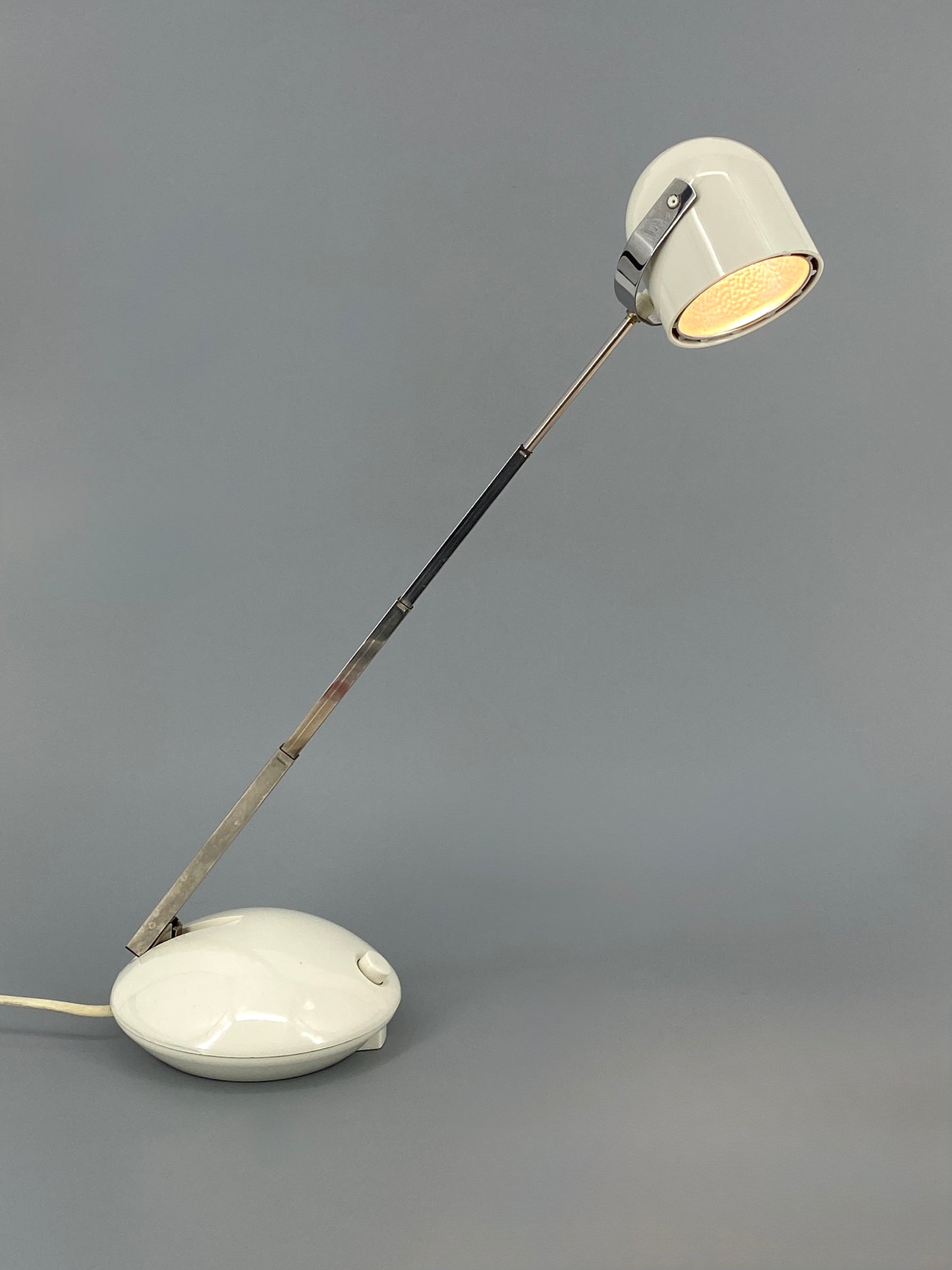 Verstellbare, weiße Tischlampe mit Teleskoparm von Eichhoff-Werke, Deutschland 70er