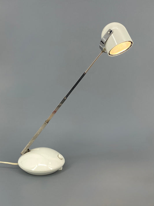 Verstellbare, weiße Tischlampe mit Teleskoparm von Eichhoff-Werke, Deutschland 70er
