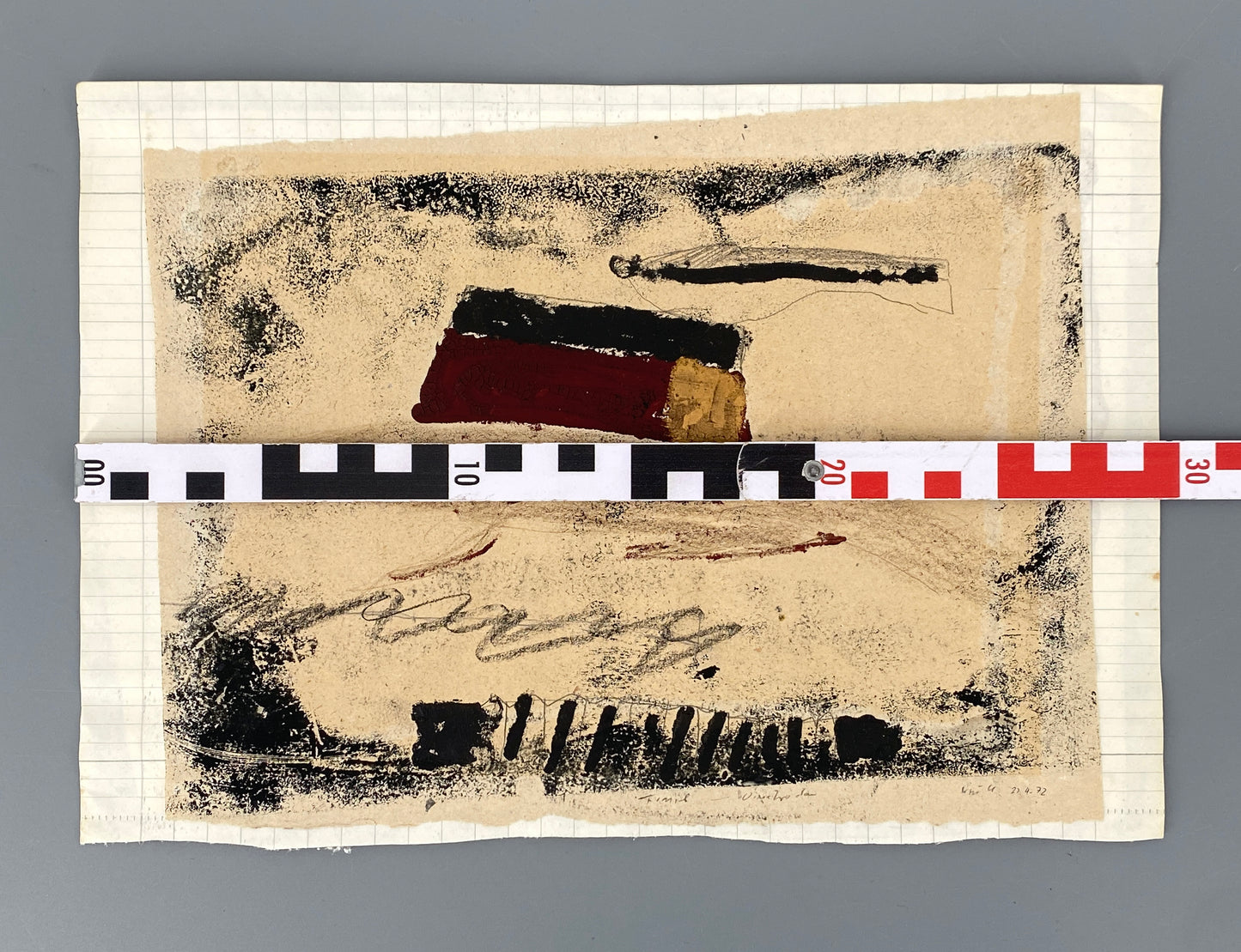 Reihe aus 4 Gemälden mit abstrakten, metaphysischen Motiven von Dieter Krüll (geb. 1949), 1972