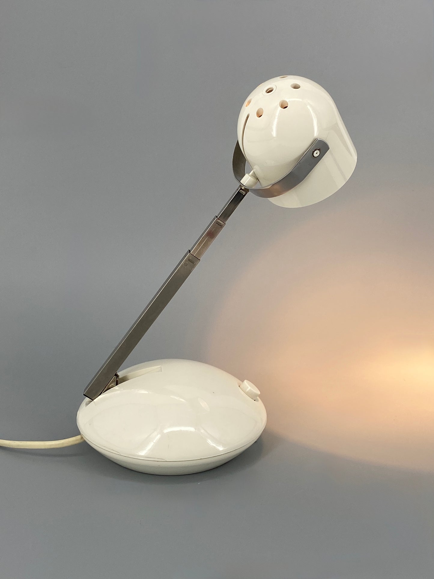 Verstellbare, weiße Tischlampe mit Teleskoparm von Eichhoff-Werke, Deutschland 70er