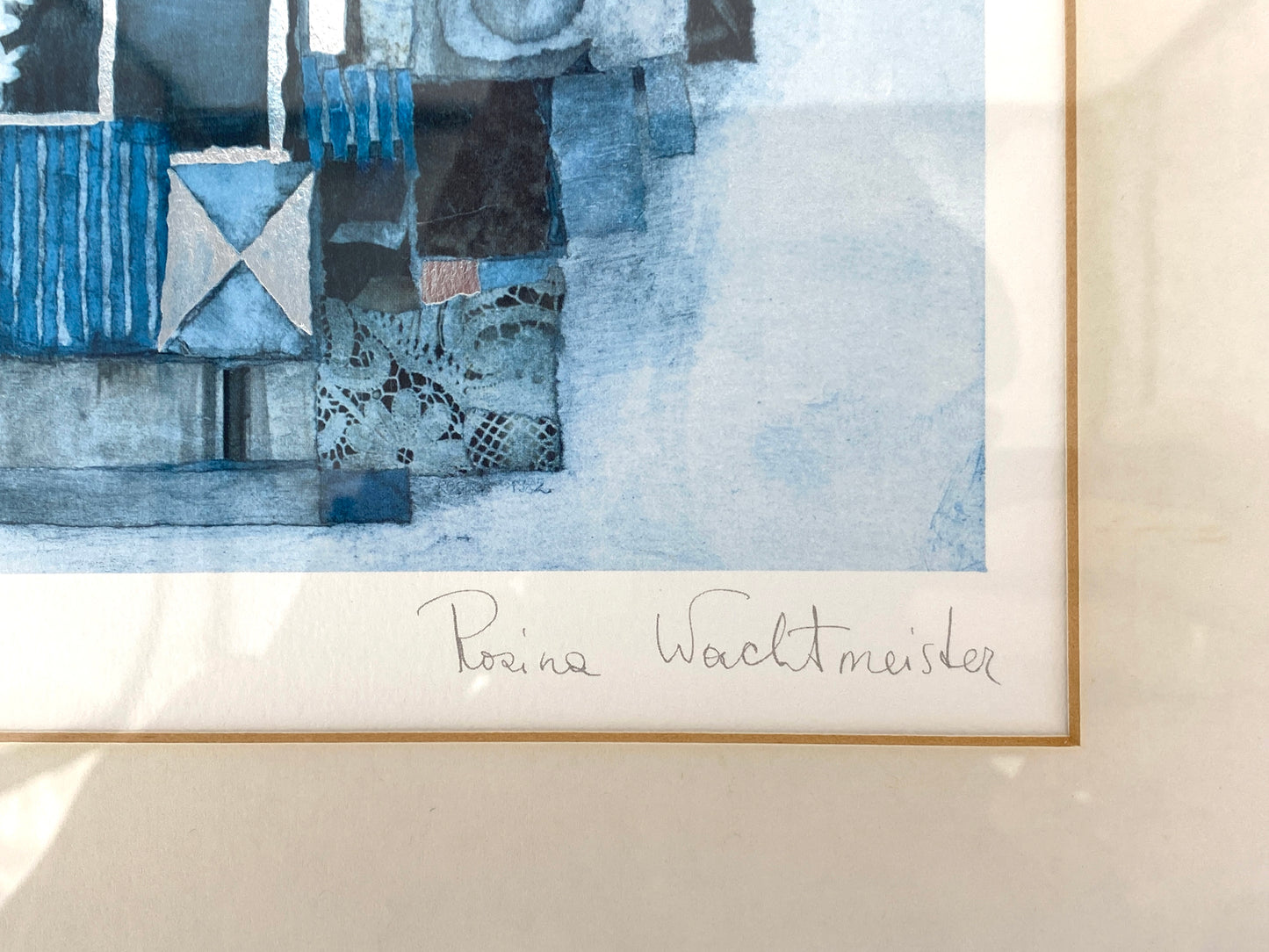 Hochwertiger Offsetdruck mit Überdruck in Silber von Rosina Wachtmeister, 80er, gerahmt