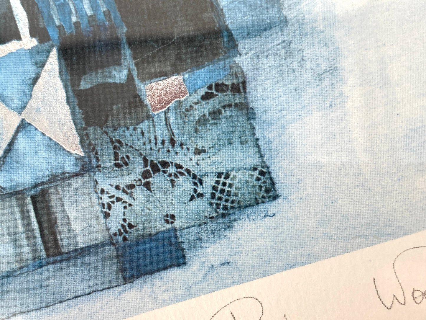 Hochwertiger Offsetdruck mit Überdruck in Silber von Rosina Wachtmeister, 80er, gerahmt