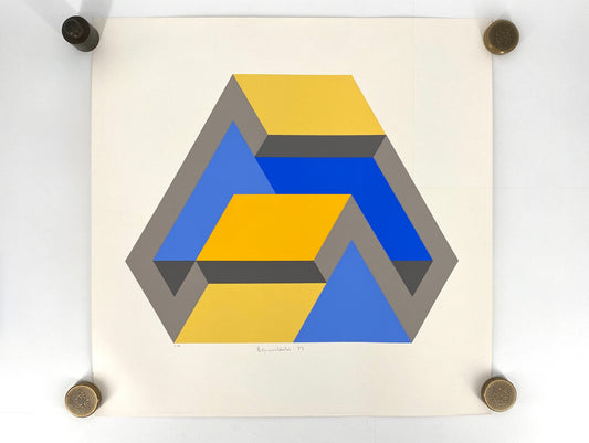 Signierter und nummerierter Farbsiebdruck aus der Reihe "Duales Objekt" von Ernst Helmstädter, 1973