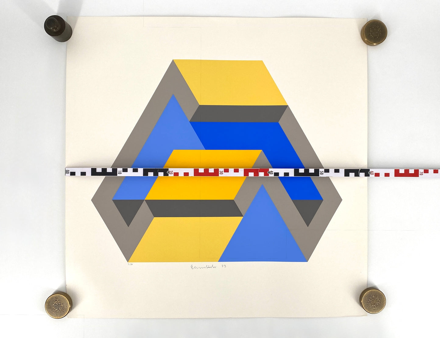 Signierter und nummerierter Farbsiebdruck aus der Reihe "Duales Objekt" von Ernst Helmstädter, 1973